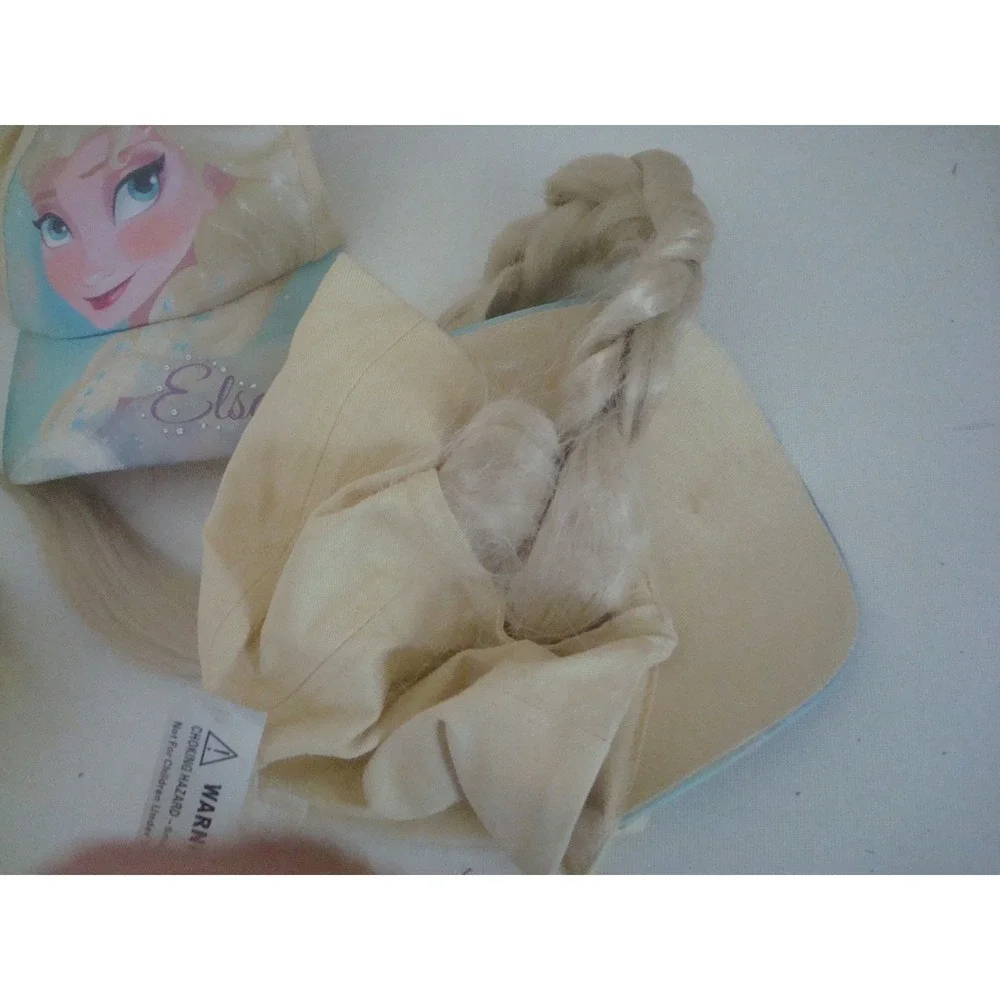 2PC LOT KIDS GIRLS HAIR‎ PONYTAIL FROZEN ELSA HAT CAP VINTAGE DEADSTOCK C3